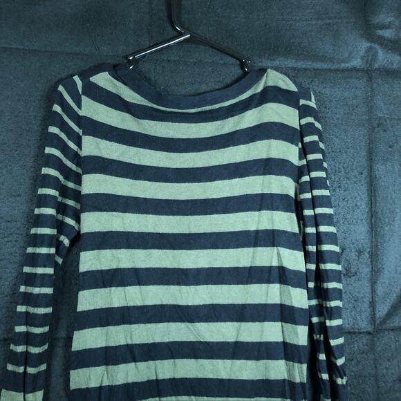 Express Womens Sweater Green Striped Long Sleeve Cozy Stretch Medium - Picture 11 of 12